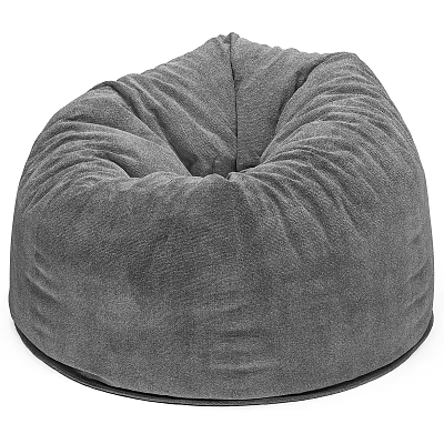 Soft Gray Plush Bean Bag Chair Comfortable Lounge Seating For Living Room 3d model