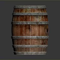 Rustic Wooden Barrel Featuring Metal Hoops And Distressed Wood Finish