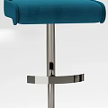 Modern Bar Stools In Blue Velvet And Gray Leather With Curved Backrest And Striped Accents