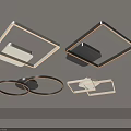Modern Minimalist Geometric Ceiling Lights with Square Circular Rings and Warm Light Glow
