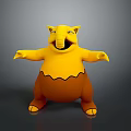 Yellow Plump Cartoon Character With Open Arms Big Mouth And Orange Belly