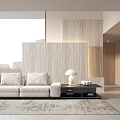 Modern three-seat sofa cream multiplayer sofa 3d model