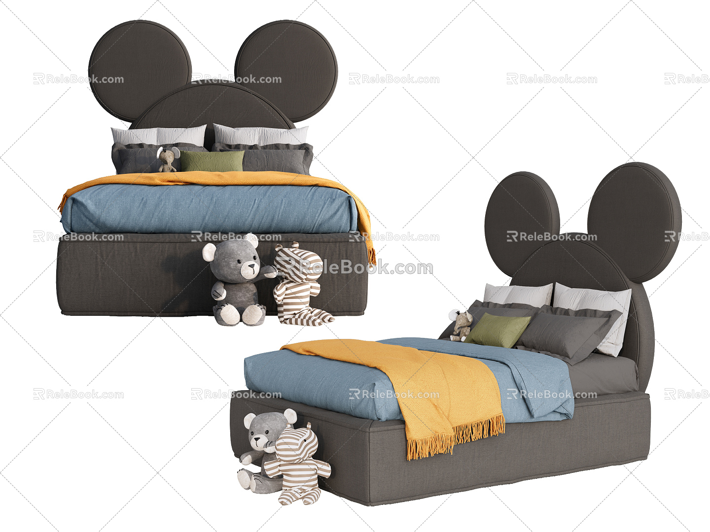 Modern Children's Bed Mickey Bed Carto Bed Double Bed 3d model