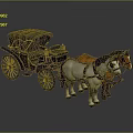 Vintage Horse Drawn Carriage with White and Brown Horses Black Top Classic Wheels