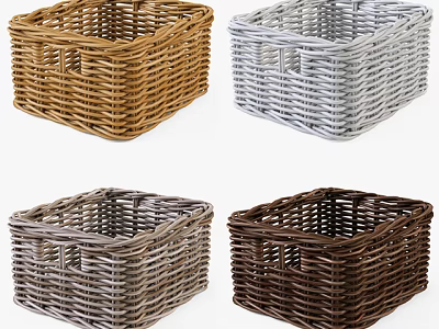 Multiple Colors Handwoven Wicker Storage Baskets For Home Organization And Decor 3d model
