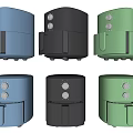 Modern Colorful Kitchen Appliances Air Fryers with Control Knobs in Blue Black Green