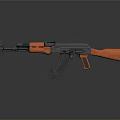 Orange And Gray Tactical Rifle With Modern Grip Stock And Barrel