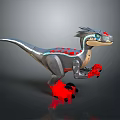 Gray Dinosaur Toy Figure With Red Accents Blue Eyes And Detailed Claws