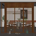 New Chinese style sliding door sliding door partition 3d model