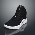 Black High Top Sport Sneakers With White Sole And Lace Up Design