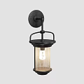 Black Metal Wall Sconce With Clear Glass Shade And Mounting Base Design