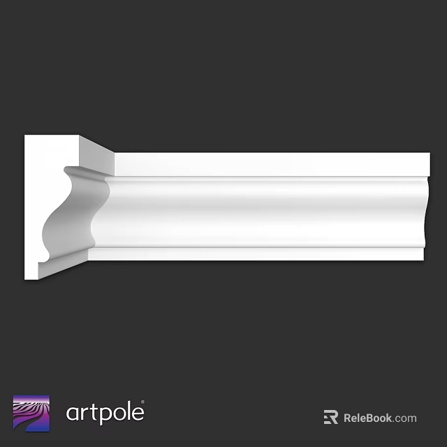 White Decorative Architectural Cornice Molding With Curved Profile For Interior Design 3d model 