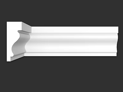 White Decorative Architectural Cornice Molding With Curved Profile For Interior Design 3d model