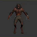 Horned Demon 3D Character Model With Muscular Body Sharp Claws And Red Skin