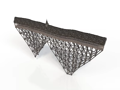 Detailed Architectural Metal Bridge Structure With Triangular Supports And Top Walkway 3d model
