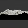 3D Topographic Terrain Model With Mountain Ridges Detailed Elevation And Black Base
