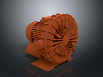 Orange Industrial Blower Mechanical Equipment With Metal Casing And Fan Blades 3d model
