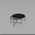 Modern Round Coffee Tables With Metal Frame And Dark Tabletop Design 3d model
