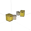Multiple Yellow And Silver Square Storage Boxes With Lids For Organizing