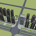 Modern High Rise Residential Complex With Urban Planning Roads And Green Spaces