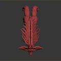 Red Wolf Like Game Movie Character With Muscular Build And Spiked Back In
