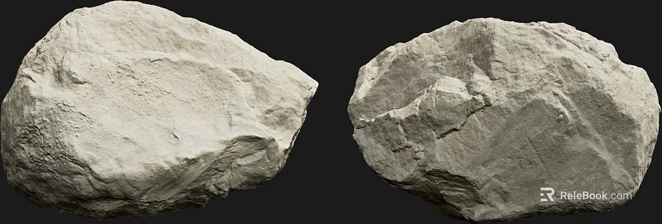 Natural Stone Pieces Featuring Light And Dark Color Tones On Black Background 3d model 