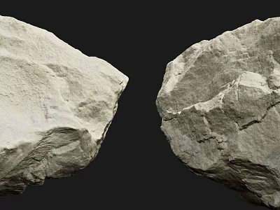 Natural Stone Pieces Featuring Light And Dark Color Tones On Black Background 3d model