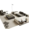 Modern Sofa Coffee Table Set With Beige Rug Floor Lamp And Side Table 3d model