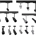 Modern Downlights And Spotlights With Track Mounted Assorted Black Gray Designs 3d model