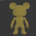 Golden Mouse Shaped Landscape Sculpture With Cartoon Style Robot Like Jointed Limbs