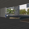 Modern Garden Landscape Design With Green Lawn Trees And Water Features