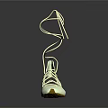 White Stylish Sneakers With Long Wrapped Laces And Yellow Platform Sole