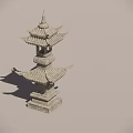 Traditional Chinese Stone Pagoda With Multiple Tiers And Curved Eaves Design