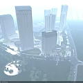 Aerial Planning View of Urban High Rise Buildings With Tree Lined Road And Greenery