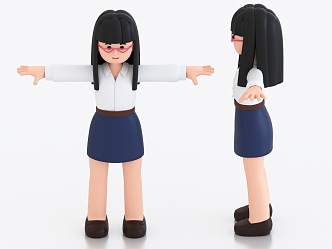 Cartoon Character Cartoon Girl Cartoon Woman 3d model