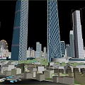 Birds Eye View Planning of Modern Cityscape with Skyscrapers Ferris Wheel River and Green Spaces