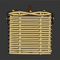 Woven Wicker Basket With Leather Handle And Metal Buckle For Household Storage