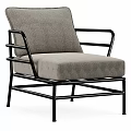 Modern Leisure Chair With Grey Cushion And Black Metal Frame Modern Design