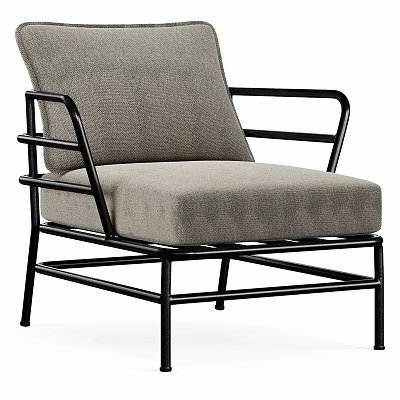 Modern Leisure Chair With Grey Cushion And Black Metal Frame Modern Design 3d model