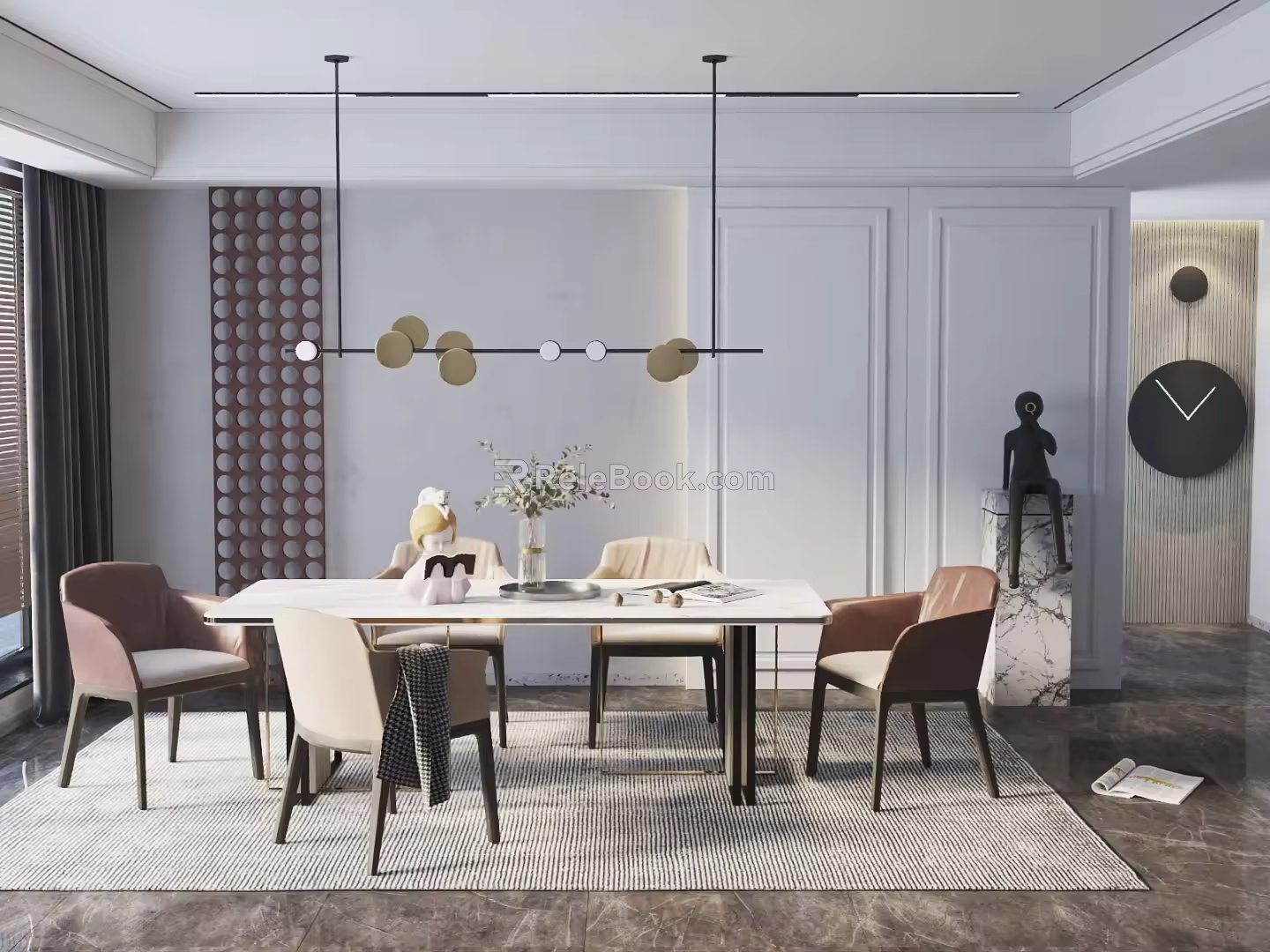 Modern Dining Table and Chair Combination Dining Table and Chair 3d model