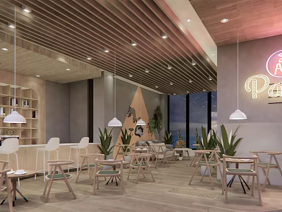 Modern Cafe Coffee Bar 3d model