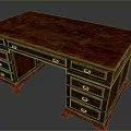 Classic Mahogany Desk With Multiple Drawers And Intricate Carved Legs