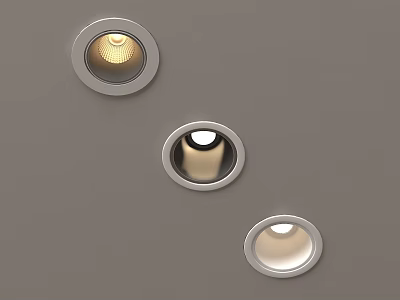 Sleek Modern Recessed Downlights and Spotlights with Warm Glow for Home Ceiling Lighting 3d model