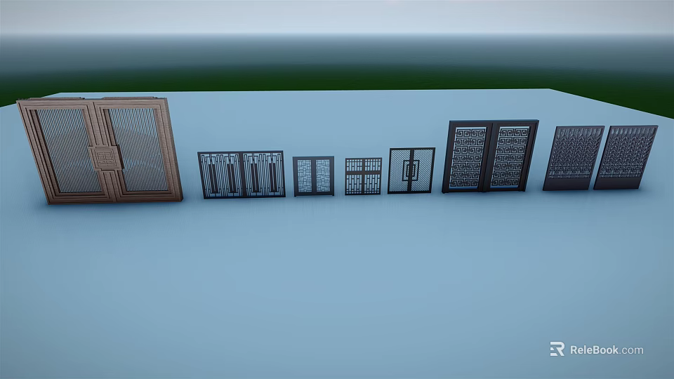 Various Door Grille Designs With Different Patterns And Materials 3d model 
