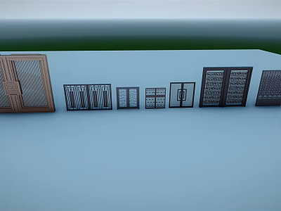 Various Door Grille Designs With Different Patterns And Materials 3d model