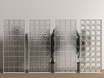 Modern glass brick partition model