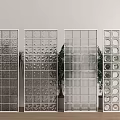 Decorative Glass Partitions With Square Grids Circular Holes And Wavy Textures For Interior Design