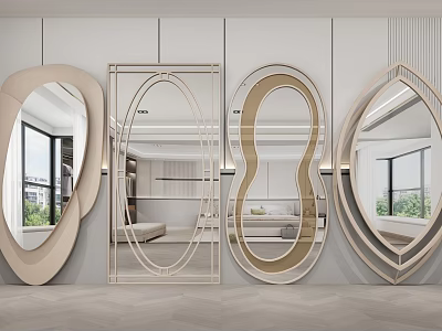 Modern Decorative Mirrors With Different Shapes For Home Interior Wall Decor 3d model