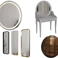 Modern Mirrors Design With Round Rectangular Shapes Lights And Dressing Table 3d model