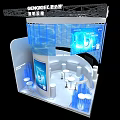 MENARINI Exhibition Booth With Modern Blue Spiral Design And Multiple Screens